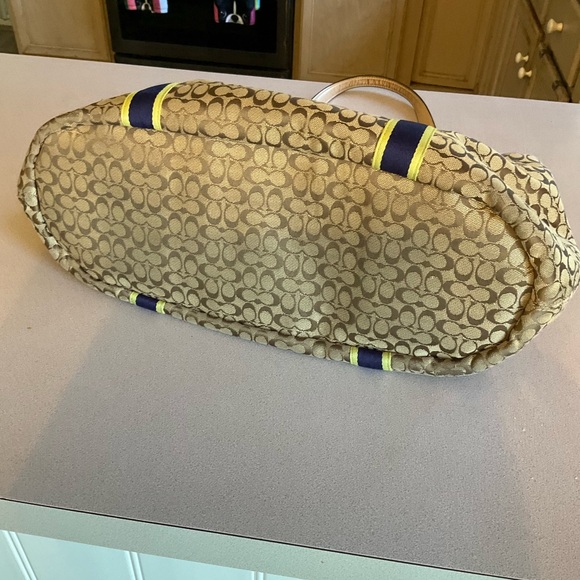 PRICE DROP!!! Gently pre owned Coach  with Navy & Yellow Stripes. - Picture 2 of 8